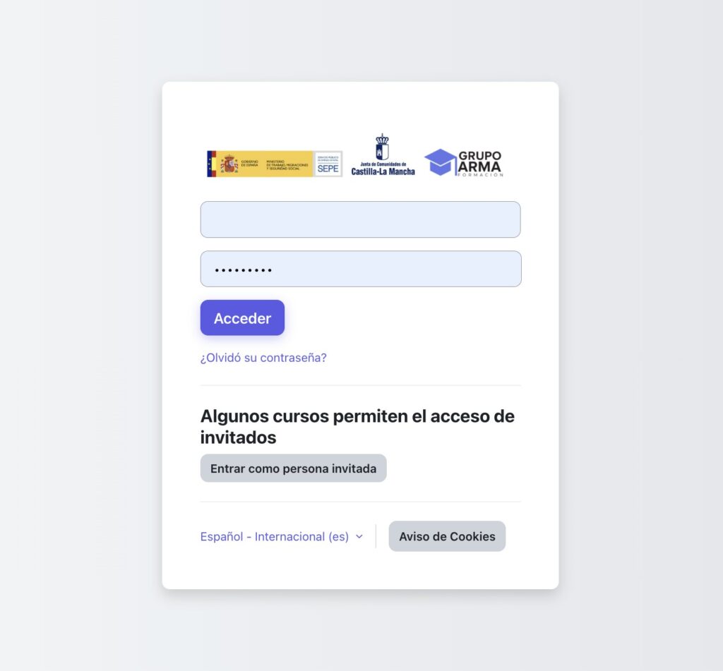 Acceso al campus virtual de Grupo Arma Formación