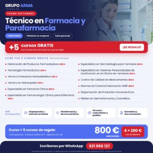 Técnico en Farmacia y Parafarmacia 2.000 horas + Prácticas + 5 cursos de regalo